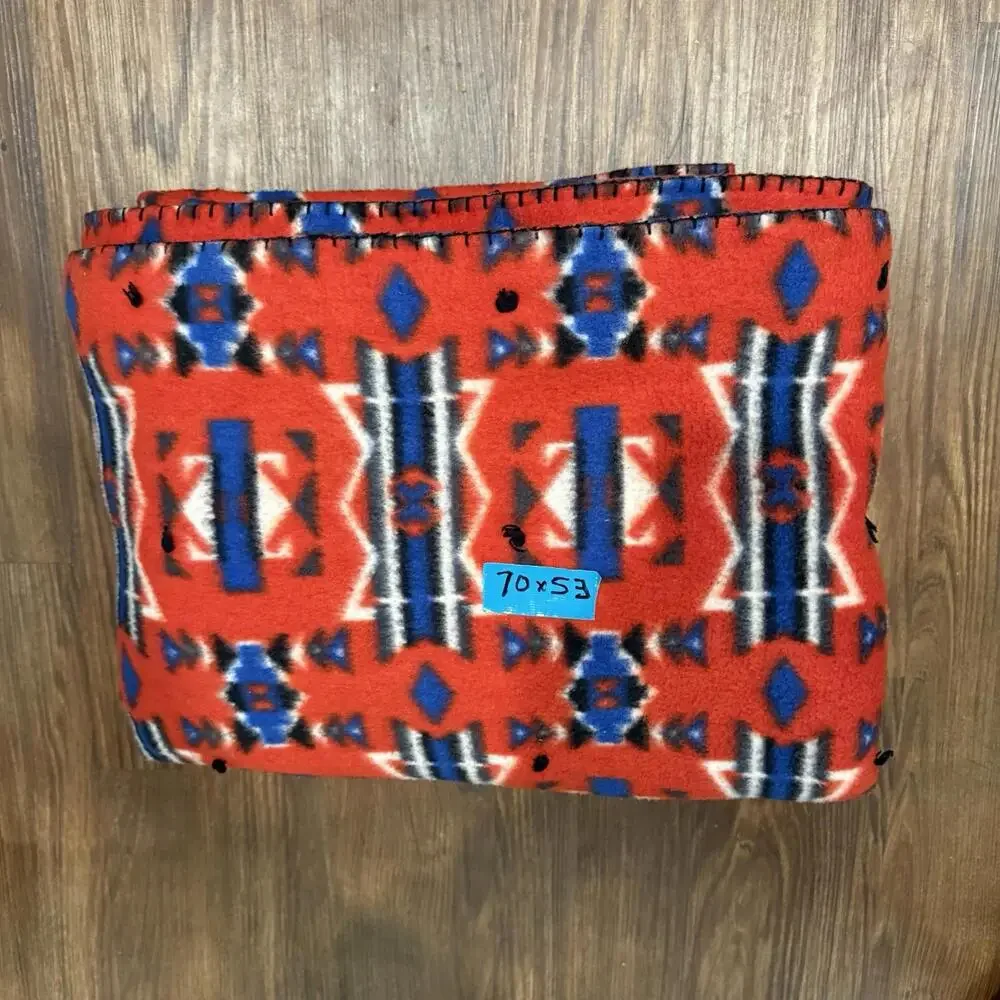 Vintage 90s‎ RARE Southwestern Navajo Blanket Reversible Colorful 70x53